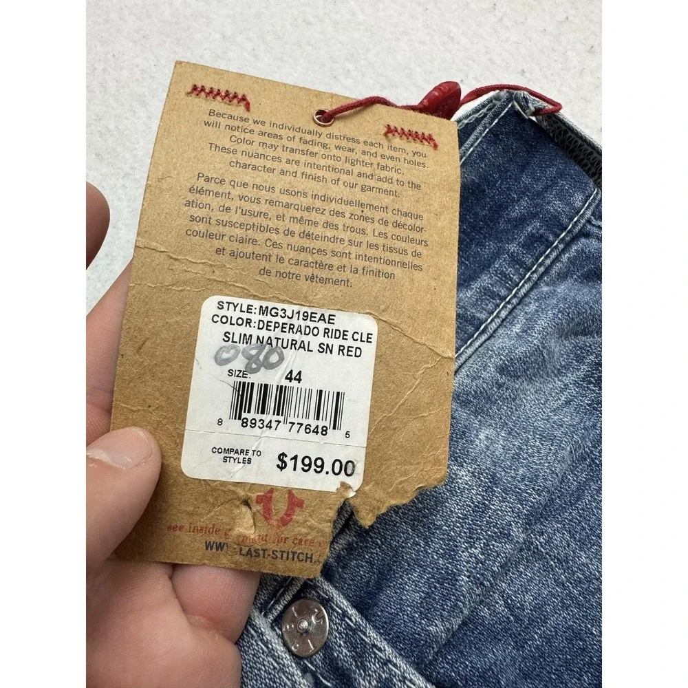 True Religion Section Jeans Mens 44x34 Blue Stretch Straight Denim NWT MSRP$199